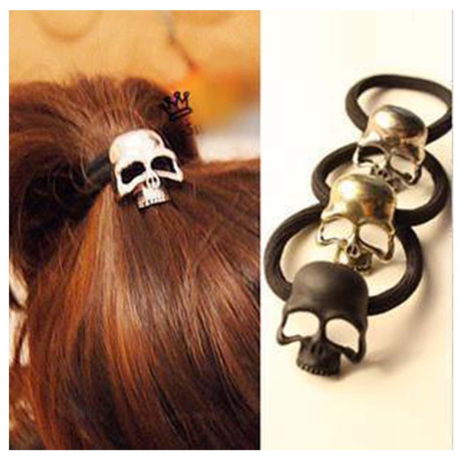 Aneneiceera Gothic Viking Hair Band with Skull Ponytail Holder